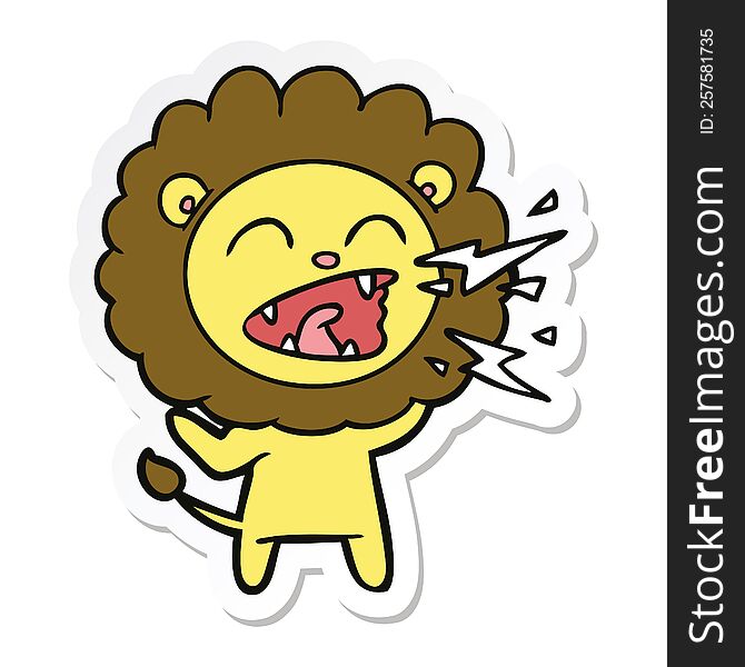 Sticker Of A Cartoon Roaring Lion