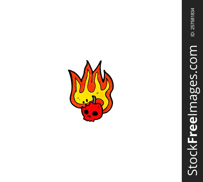 Flaming Apple Skull Cartoon