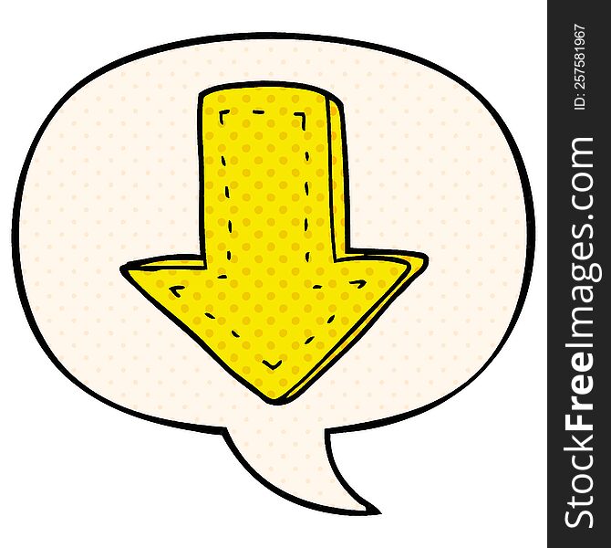 Cartoon Pointing Arrow And Speech Bubble In Comic Book Style