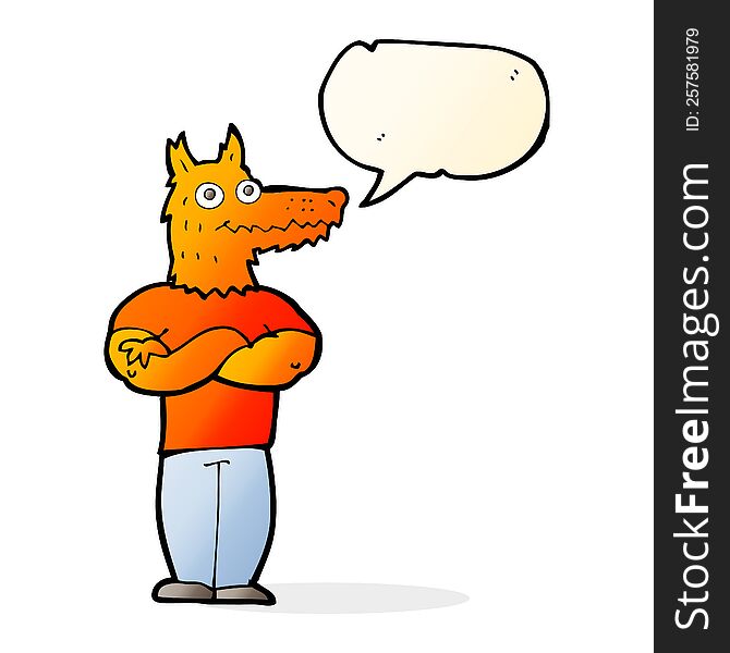 Cartoon Fox Man With Speech Bubble
