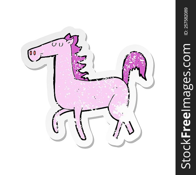 Retro Distressed Sticker Of A Cartoon Horse