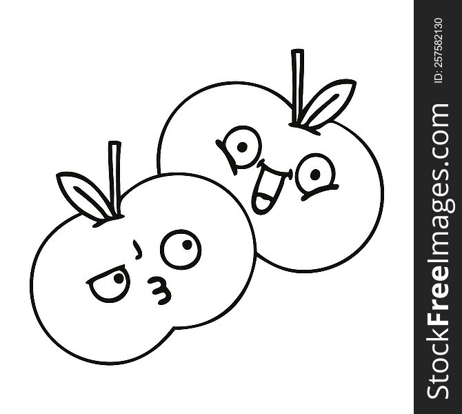 Line Drawing Cartoon Apples