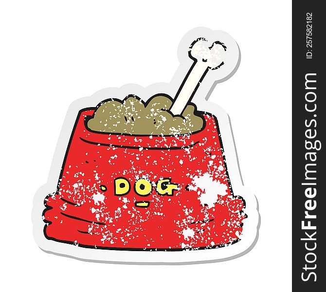 retro distressed sticker of a cartoon dog food bowl