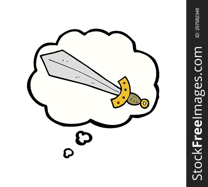 Cartoon Sword With Thought Bubble