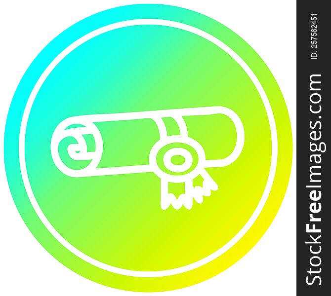 diploma certificate circular in cold gradient spectrum