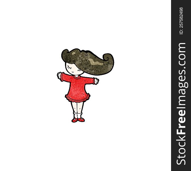 Cartoon Girl With Hair Blowing In Wind