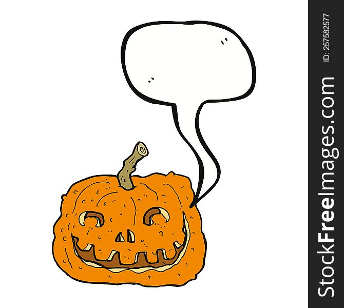 Cartoon Pumpkin With Speech Bubble