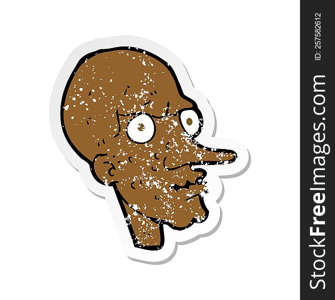 retro distressed sticker of a cartoon evil old man