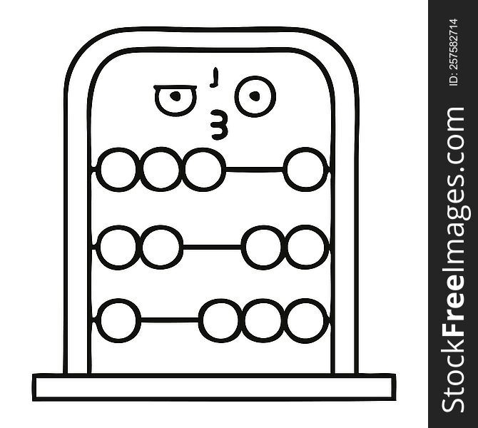 line drawing cartoon of a abacus. line drawing cartoon of a abacus