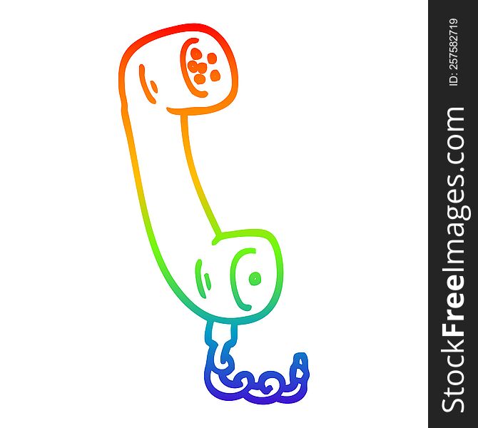 Rainbow Gradient Line Drawing Cartoon Telephone Handset