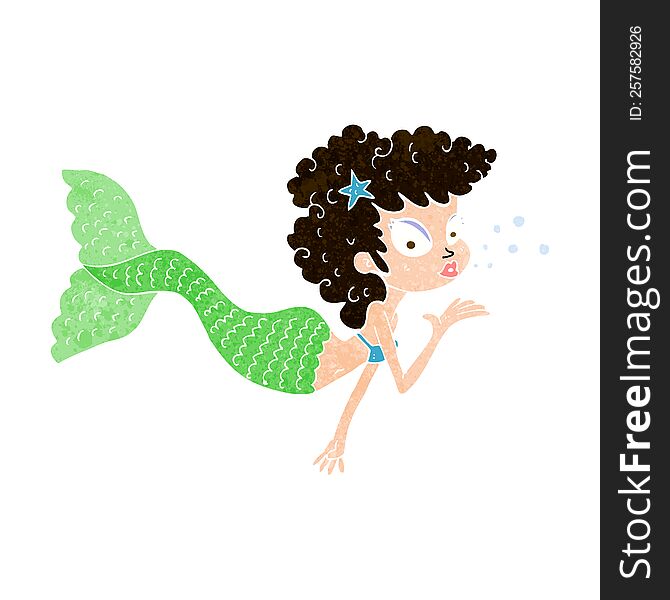 cartoon mermaid blowing kiss