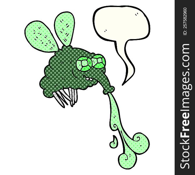 freehand drawn comic book speech bubble cartoon gross fly