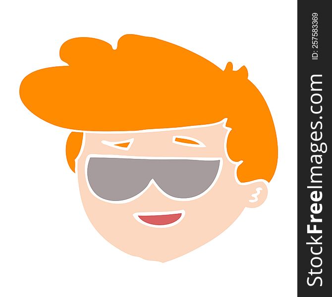 flat color style cartoon boy wearing sunglasses