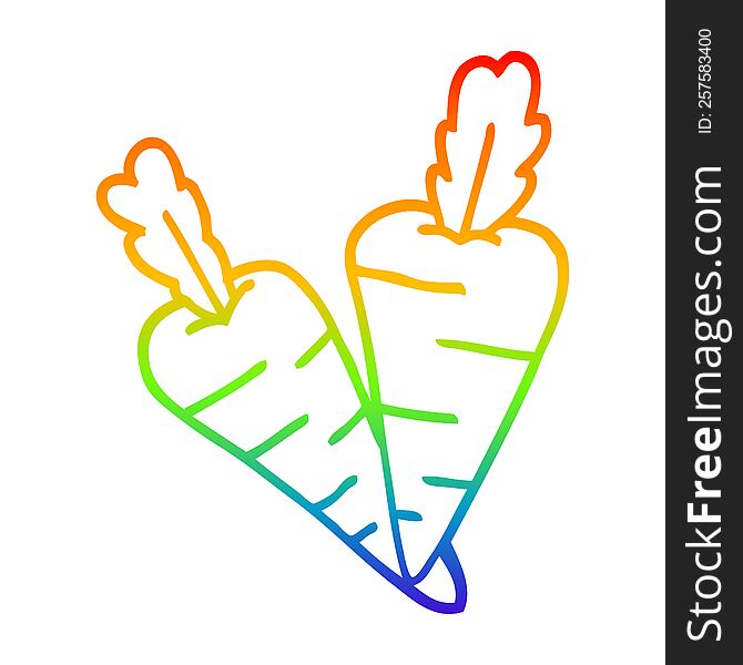 rainbow gradient line drawing of a cartoon carrots