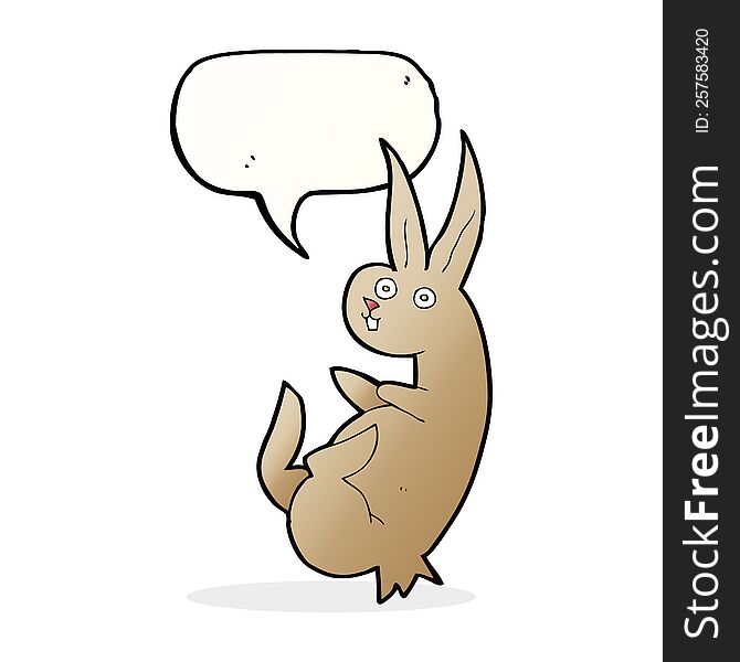 Cue Cartoon Rabbit With Speech Bubble