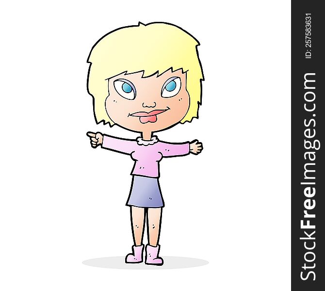 cartoon woman pointing