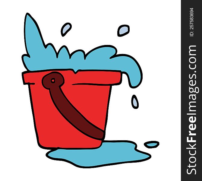 cartoon doodle water and bucket