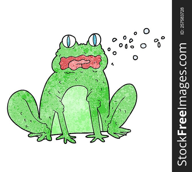 freehand textured cartoon burping frog