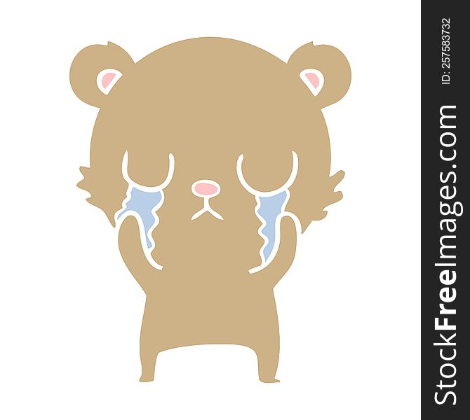 Crying Flat Color Style Cartoon Bear