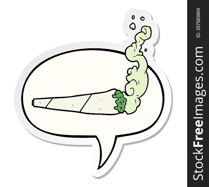 Cartoon Marijuiana Joint And Speech Bubble Sticker