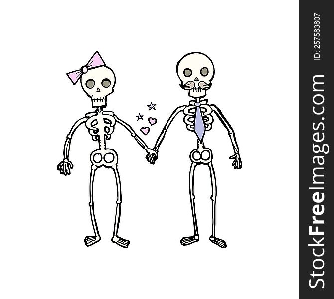 cartoon skeletons in love