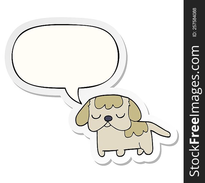 Cute Cartoon Puppy And Speech Bubble Sticker