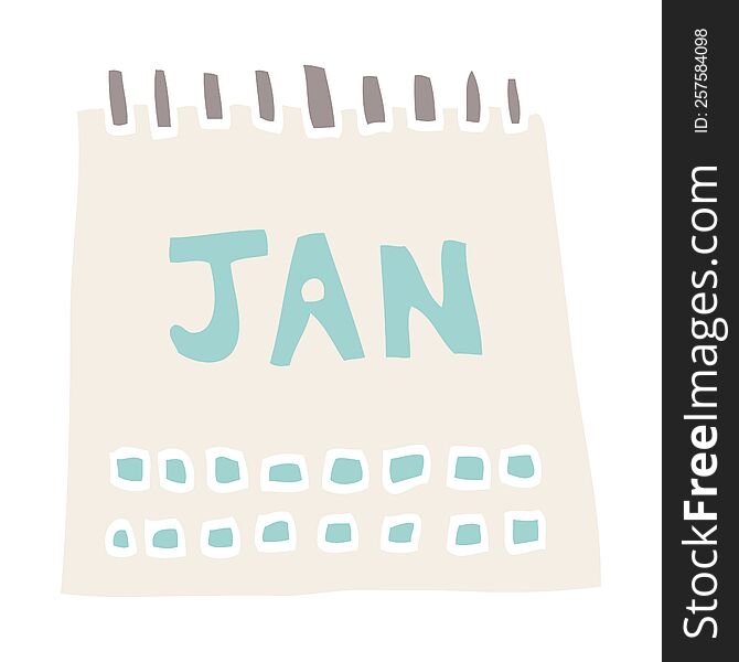 cartoon doodle calendar showing month of january