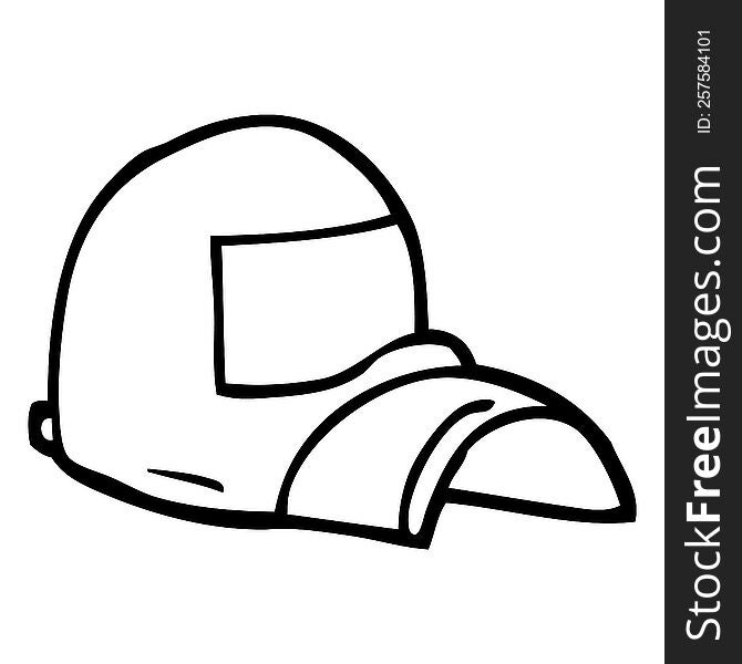 line drawing cartoon baseball cap