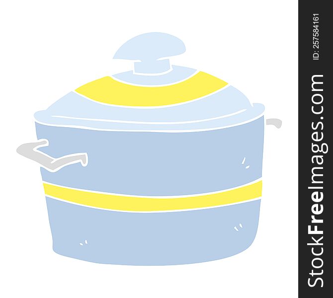 Flat Color Illustration Of A Cartoon Cooking Pot