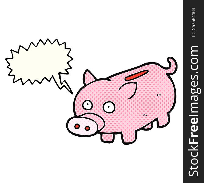 Comic Book Speech Bubble Cartoon Piggy Bank