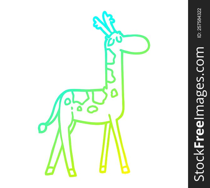 cold gradient line drawing of a cartoon funny giraffe