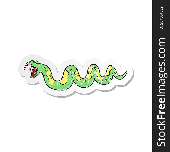 retro distressed sticker of a cartoon poisonous snake