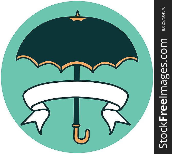 icon with banner of an umbrella