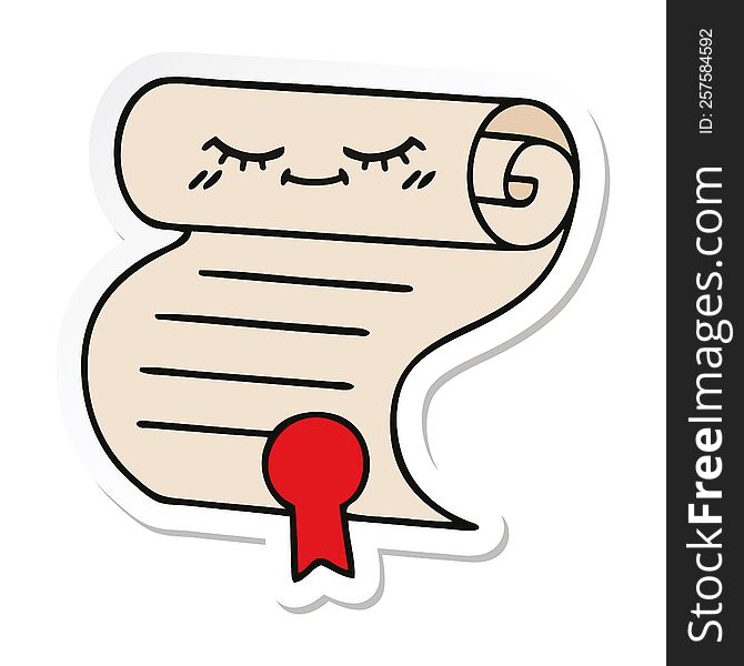 Sticker Of A Cute Cartoon Contract