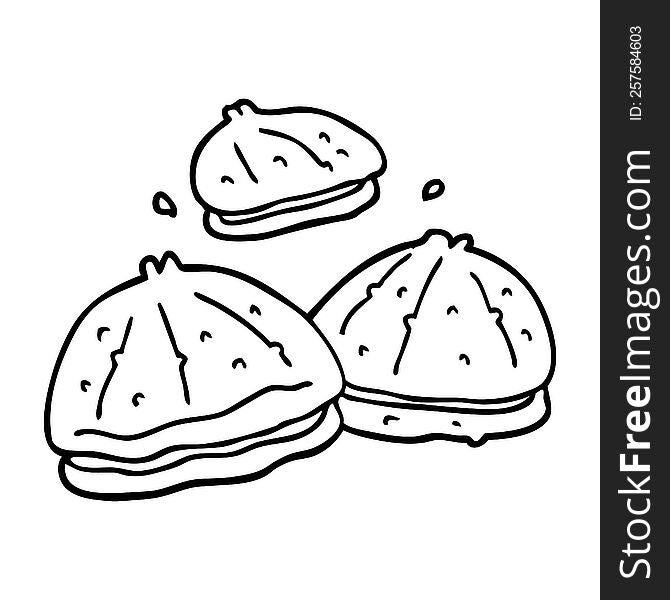 Line Drawing Cartoon Fresh Oysters