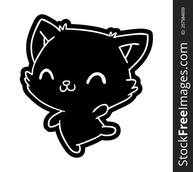 Cartoon Icon Of Cute Kawaii Cat