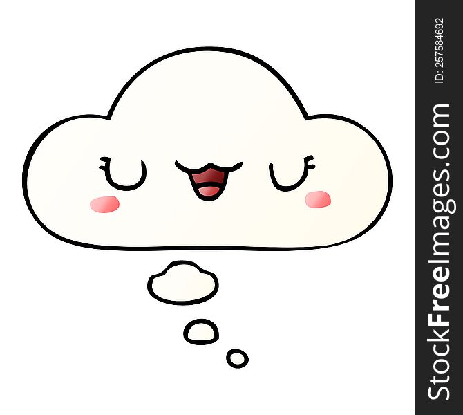 Cute Cartoon Face And Thought Bubble In Smooth Gradient Style
