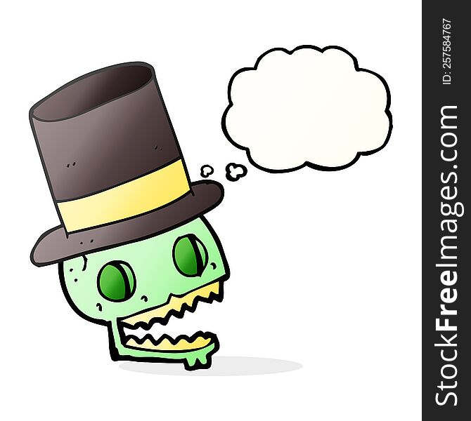 Thought Bubble Cartoon Laughing Skull In Top Hat