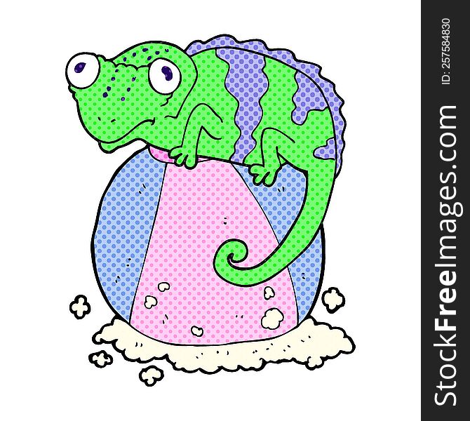 cartoon chameleon on ball