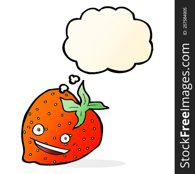Cartoon Strawberry With Thought Bubble