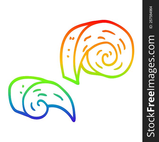 rainbow gradient line drawing of a cartoon decorative spiral element