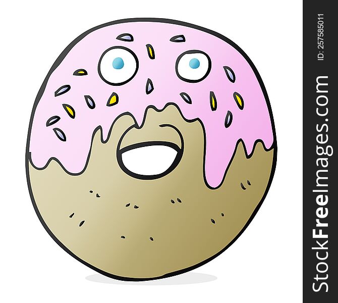 freehand drawn cartoon doughnut