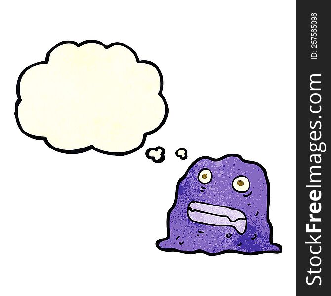 Cartoon Slime Creature With Thought Bubble