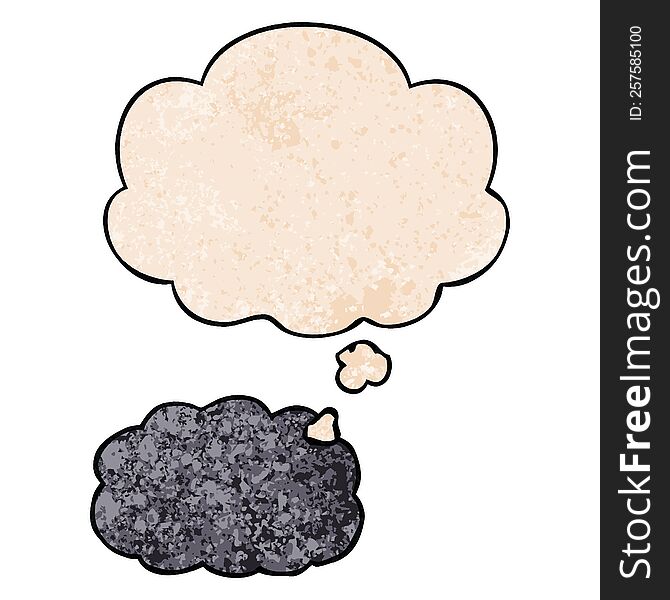 Cartoon Cloud And Thought Bubble In Grunge Texture Pattern Style
