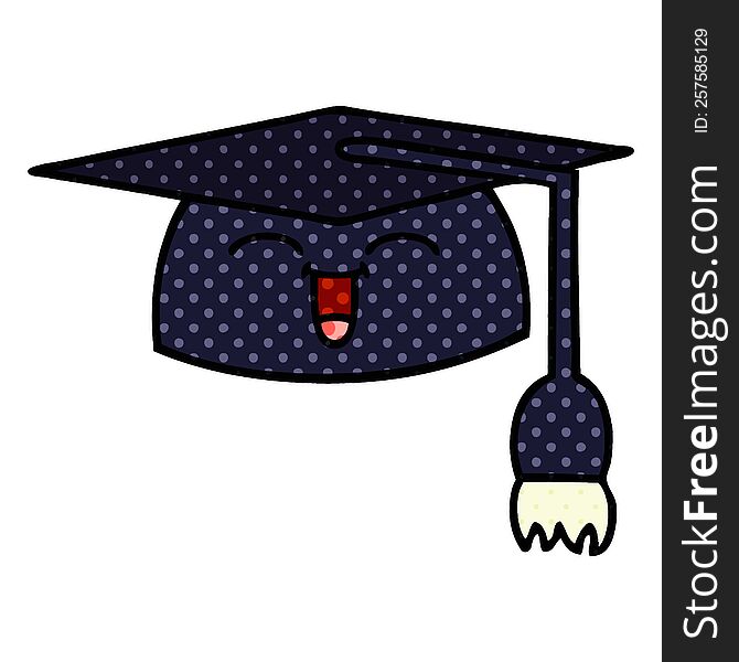 Comic Book Style Cartoon Graduation Hat