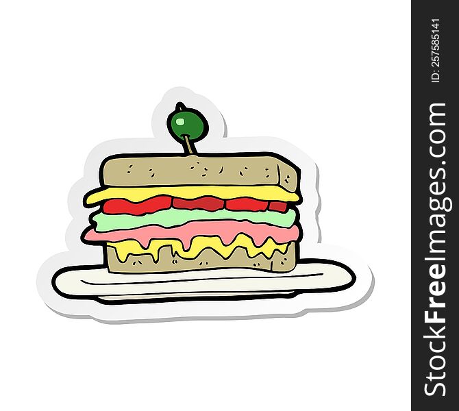sticker of a cartoon sandwich