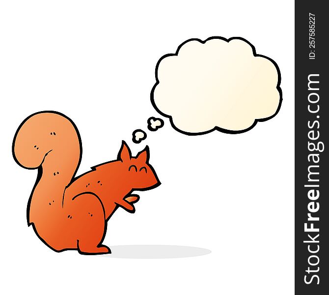 cartoon red squirrel with thought bubble