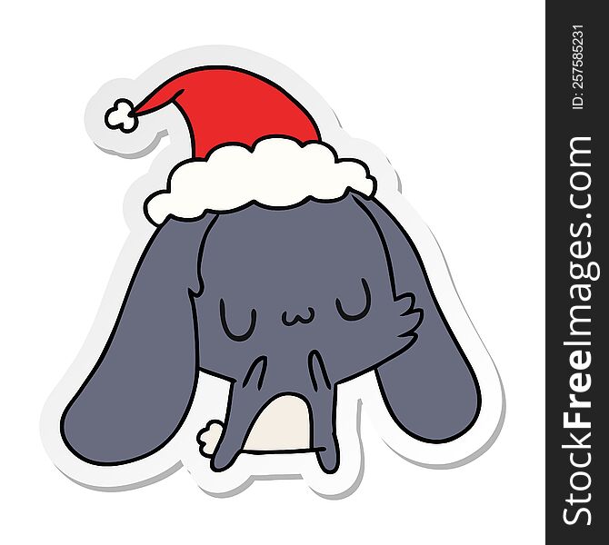 Christmas Sticker Cartoon Of Kawaii Rabbit