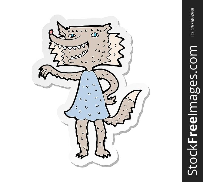 Sticker Of A Cartoon Wolf Girl