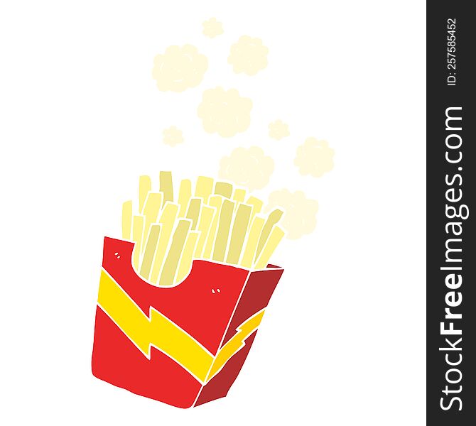 Flat Color Illustration Of A Cartoon French Fries
